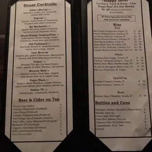 menu