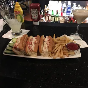 Lobster sliders with fries
