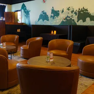 Tables and booths at the Lounge at Valeria