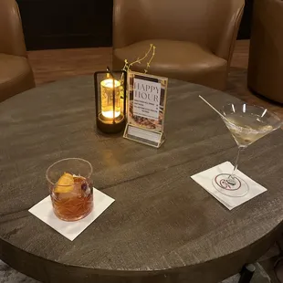 Old fashion and martini