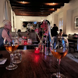 A glass of rosé inside The Love Apple