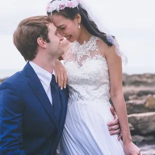 Bride and groom on their wedding day