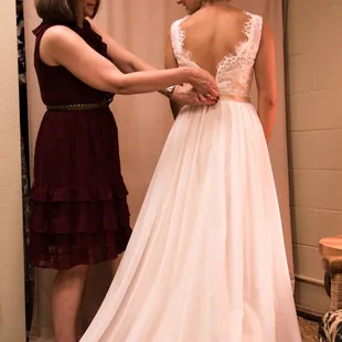 Mother and daughter on her wedding day
