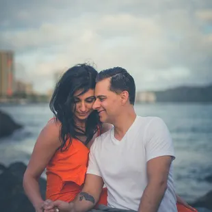 Romantic couple portrait session on the beach in Waikiki