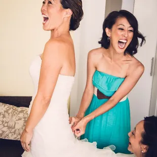 A little fun on her wedding day