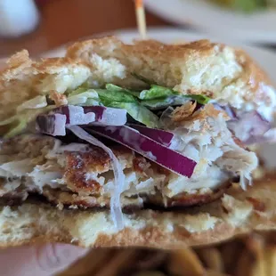 Fried Cod Sandwich (Interior) with French Fries
