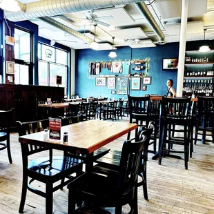 tables and chairs in a restaurant