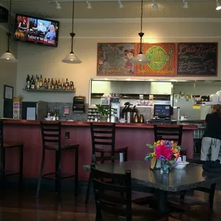 a view of the bar from the dining area