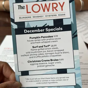 December menu