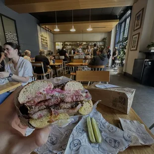 Pastrami Sandwich (extra pastrami) inside view