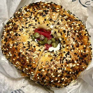 The Lox Sandwich on an everything bagel