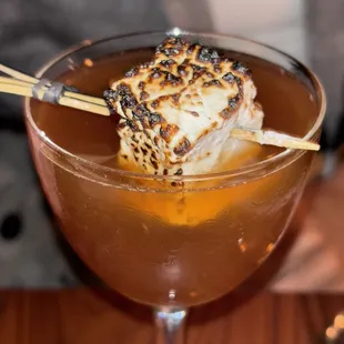 I Yam What I Yam Rye, Cynar, Sweet Potato, Toasted Marshmallow, Bitters Extremely delicious