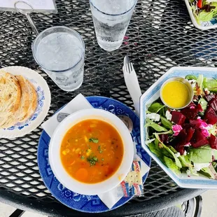 Vegetable soup &amp; beet salad