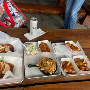 Excellent German food! The Service is Superb! Schnitzel Sandwich, Currywurst, Northern German Potato Salad, Käsespätzle; Lecker....