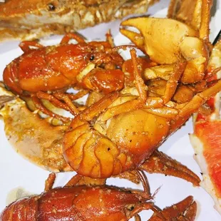a variety of seafoods on a plate