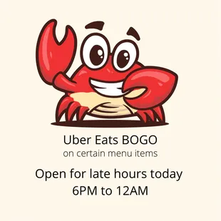 Pick up and delivery through Uber Eats, DoorDash, and GrubHub. BOGO LIMITED TIME ONLY