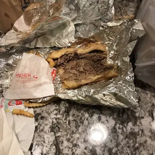 Worst beef I&apos;ve ever had!! I guess they just forgot to put the cheese or rest of the beef for that matter. Small portion for a $10 meal.