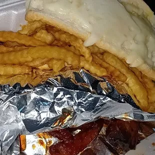 Rib tip dinner... over cooked fries