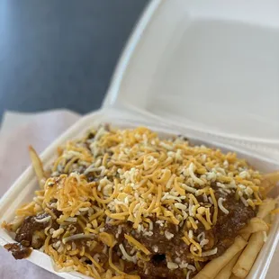 Chili Cheese Fries (piping hot! that cheese melted right after)