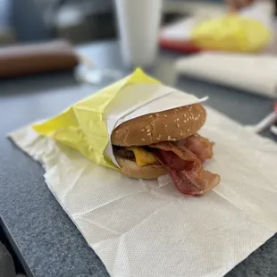 a bacon and cheese sandwich