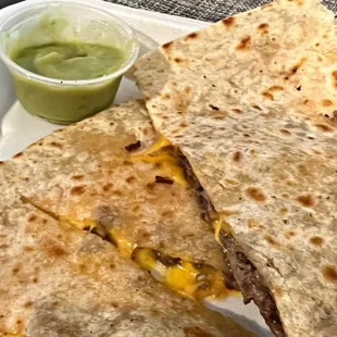 Carne Asada Quesadilla, packed with meat and gooey cheese