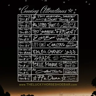 November&apos;s Coming Attractions, Live at The Lucky!