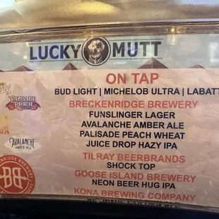Beers on tap