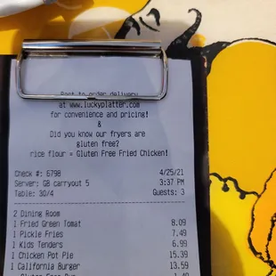 Their receipt mentions that their fryers are gluten free.