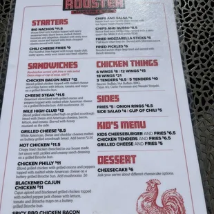 menu