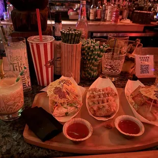 Chicken pot stickers, crab rangoon, apple whatever they were. Everything was excellent.