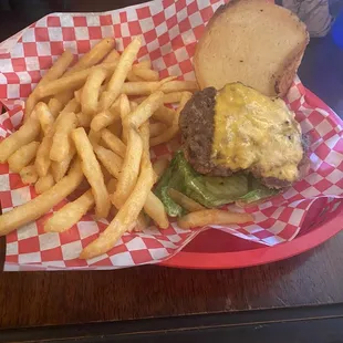 Cheeseburger and fries