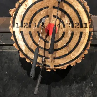 a piece of wood with a target on it