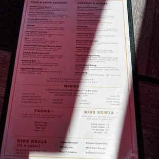 menu