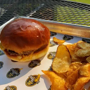 Mini cheeseburger.