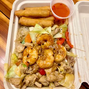 Chicken and Shrimp Pancit with Lumpia