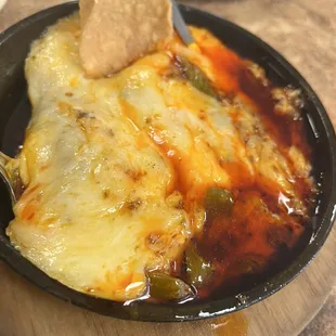 Queso Fundido con rajas y chorizo soooo BOMB