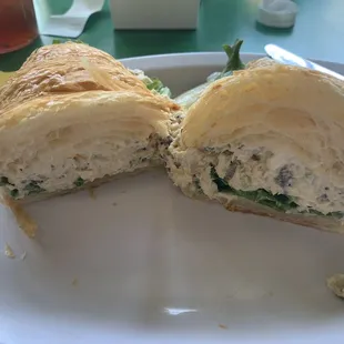 Chicken salad sandwich on croissant