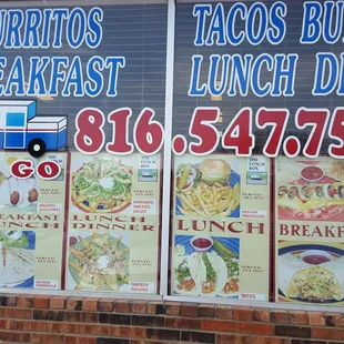 a menu for a taco burger lunch