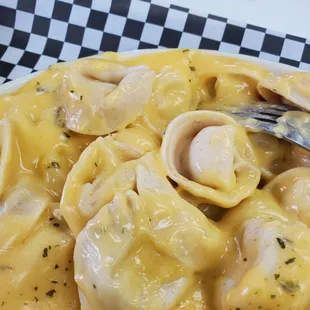 Cold doughy gf pasta in a tasteless goo