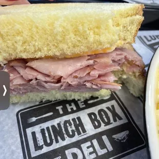 a sandwich and a bowl of soup