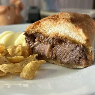 BBQ Brisket Sandwich plain. Generous meat.