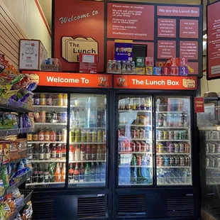 drinks selection, chips on the left