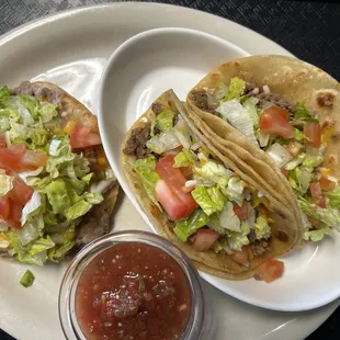 Two Soft Corn Tacos and Chalupa, delicious!