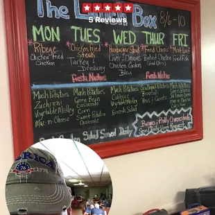 a menu on a chalkboard