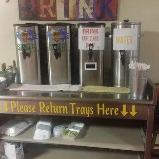 Self serve drink station.