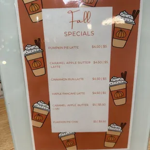Fall delicious specials
