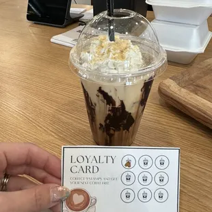 Smores latte, rewards loyalty card