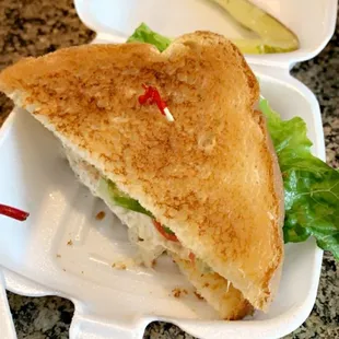 Half Chicken salad sandwich toasted. So good!