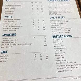 menu
