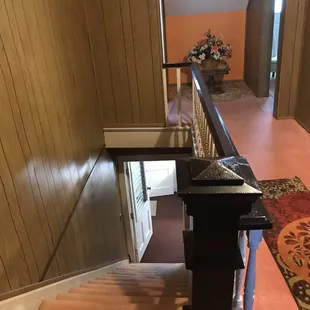 Looking down the stairs from Pent House